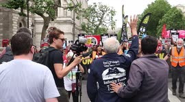 Jeremy Corbyn Arrives At The ''Unite Against The Tory's'' March, To Cheers & Chants. In London