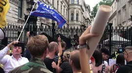 Celebrity Laurence Fox is seen shouting at Downing Street as he partakes in anti-lockdown protest