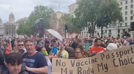 UK: Crowds Of Anti-Lockdown Protesters Gather Outside Downing Street