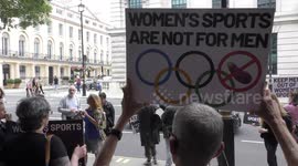Protest No Men in Women's Sports in New Zealand House, London, UK