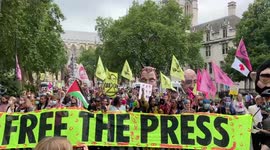 Free The Press protest in Parliament Square, London 27 June 2021