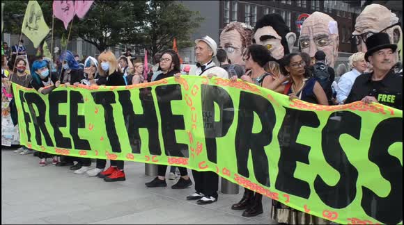 Extinction Rebellion 'Free the Press' march rounds off weekend of London protests