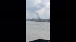 Smoke from Elephant and Castle fire seen from across the Thames