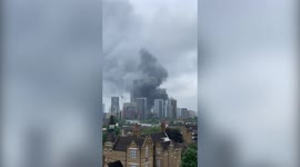 Dozens of firefighters are tackling a huge blaze near Elephant and Castle train station in London
