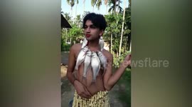 Meet the 26-year-old man who recreates celebrity dresses using fish, leaves and flowers