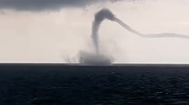 Long, winding waterspout forms off southern Ukraine coast