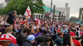 High spirits outside Wembley as England fans arrive in their thousands