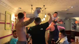 England fans celebrate going 1-0 ahead against Germans and advance to quarterfinals