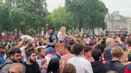 England fans start to celebrate victory iver Germany in West End