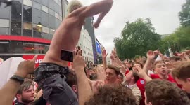 Raucous England fans sing 'Six German Bombers' to celebrate Euro win over Germany