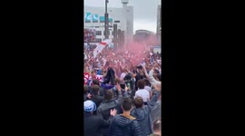 Fans pop off in Wembley celebrating after England defeated Germany in Euros