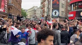 England fans celebrate win over Germany in Leicester Square, London