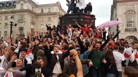 Jubilant England fans take over Piccadilly Circus after Euro win