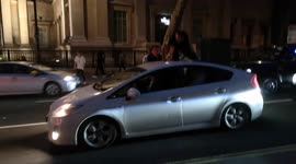 English fan jumps on running car to celebrate following EURO 2020 win over Germany