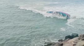 Rough seas cause boat filled with fishermen to capsize in South India