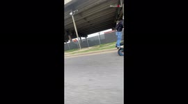 'Motorcyclist's Nasty Crash After Botched Wheelie Attempt'