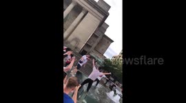 Euro 2020 – England Fans Jump Into Fountain After Win Over Germany