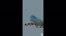 Close Up of Air Force 1 Taking off from London Heathrow Airport with President Joe Biden on Board