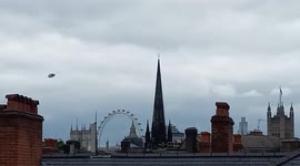 Goodyear Blimp spotted over London landmarks including London Eye on way to Brands Hatch