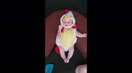 Newborn baby turning into super cute chicken