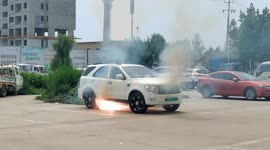 Electric car suddenly bursts into flames in eastern China
