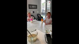 ''Monkey See, Monkey Do' - Twin Babies Gang Up on Mom
'