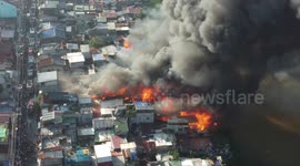 Drone footage reveals destruction caused by fire in Cainta, the Philippines