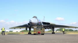 Thrilling moment Cold War jet undergoes annual testing - deafening spectators in historic runabout