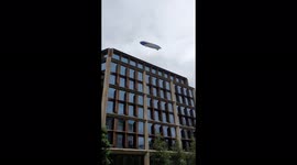 The Goodyear Blimp cuts the London sky for the first time in 10 years, UK