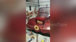 Carpenter makes vintage car out of rosewood to celebrate Chinese Communist Party's 100th anniversary