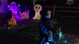 DIY Halloween Outdoor Decorations Lights Ghosts Handmade Wooden Pumpkins Night Spooky Wind Noise