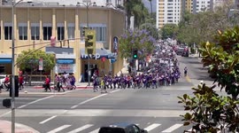 Huge procession of protesters for 'Justice for Janitors' in LA