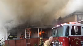 2nd alarm house fire with ladder melted Kulpmont, Pennsylvania