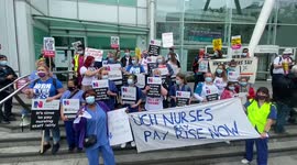 NHS staff stage protest outside University College Hospital