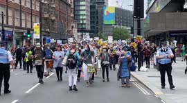 NHS fair pay protest in Tottenham Court Road, London, United Kingdom
