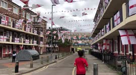 Hundreds of England flags at London’s Kirby Estate ahead of Euro 2020 match