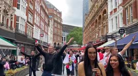 England fans chanting in London's West End ahead of Ukraine game