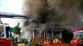 Raging fire in Pennsylvania melts firefighter's ladder, leaving one injured