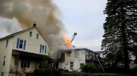 Raging fire in Pennsylvania melts firefighter's ladder and leaves 1 injured #3