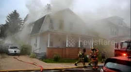 Raging fire in Pennsylvania melts firefighter's ladder and leaves 1 injured #5