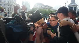 High-spirited England fans crash TV broadcast before Euro clash against Ukraine