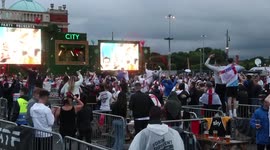 Supporters go crazy at Manchester fan park as England score 4th goal against Ukraine