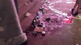 Rubbish left behind at Piccadilly Circus following England fans’ celebrations after 4-0 Euro win