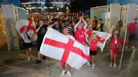 England fans celebrate emphatic 4-0 win as they leave stadium in Rome