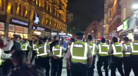 Police clash with England fans in London's Leicester Square after Euro 2020 win