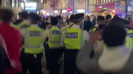 Police stop The Partying England fans celebrating in Leicester Square with multiple arrests