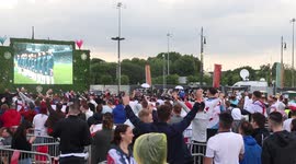 England supporters cheerfully sing national anthem before match against Ukraine