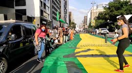Protesters gather on Avenida Paulista in São Paulo, Brazil for an act against President Jair Bolsonaro