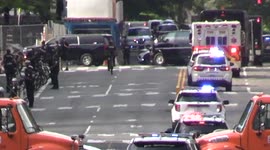 President of the United States Joe Biden arrives at The White House via motorcade in Washington, D.C. on July 4, 2021