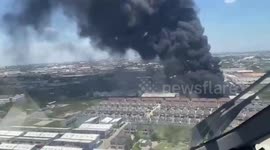 Aerial footage shows Thailand factory explosion fire still raging